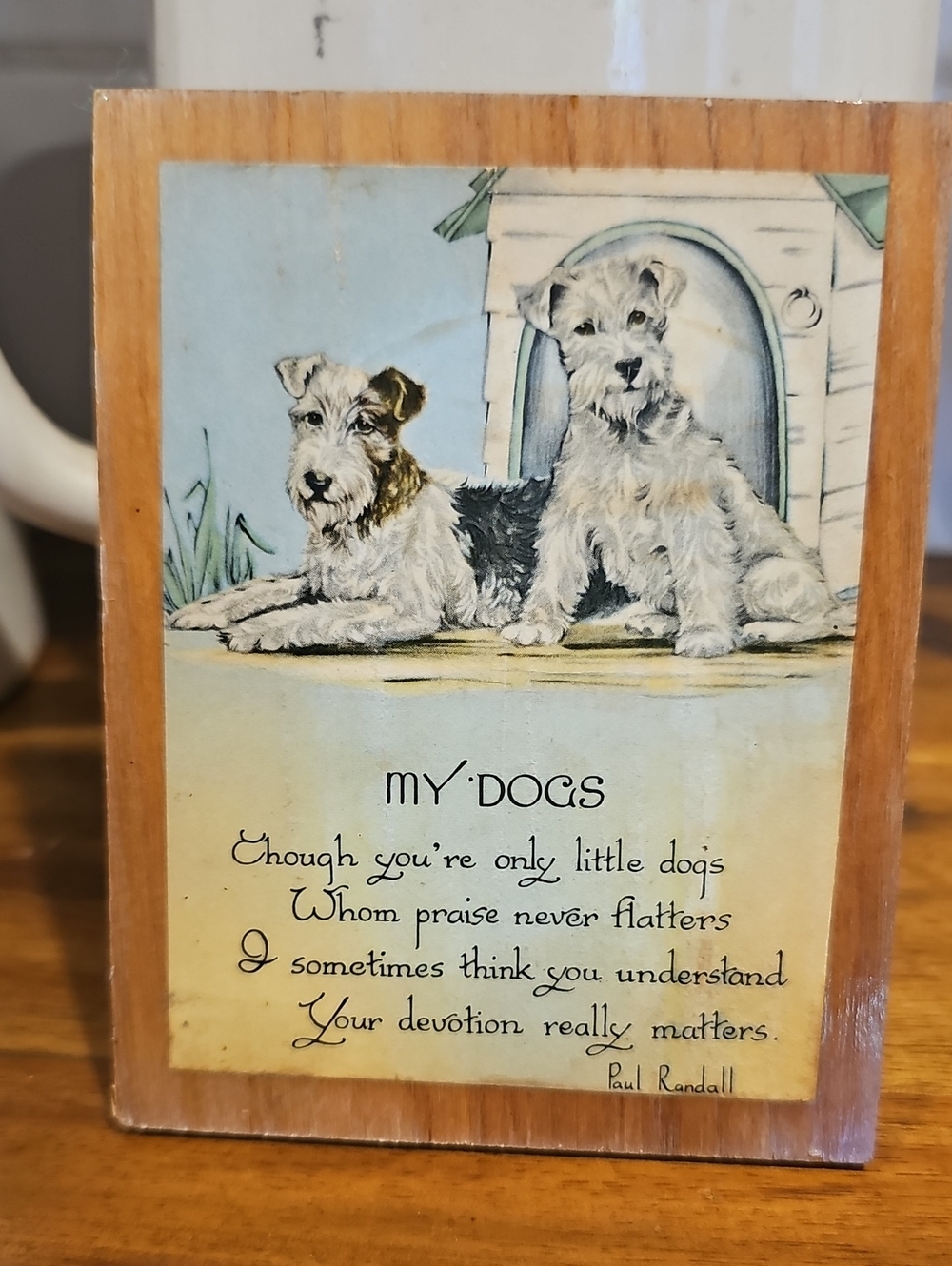 Antique 1920s Dog Poem On Wood Plaque
